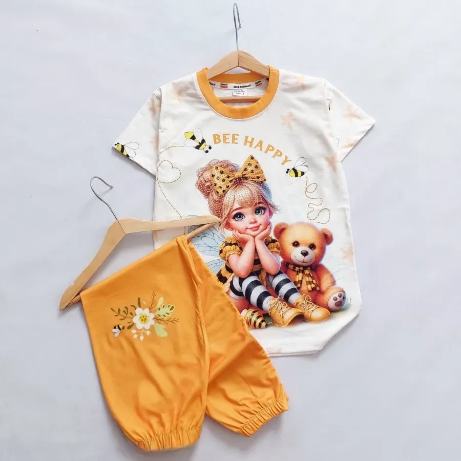 تیشرت شلوار نگین دار دختر