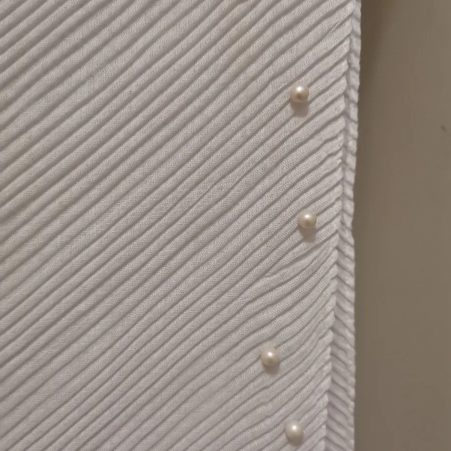 شال سفید مروارید پرچ