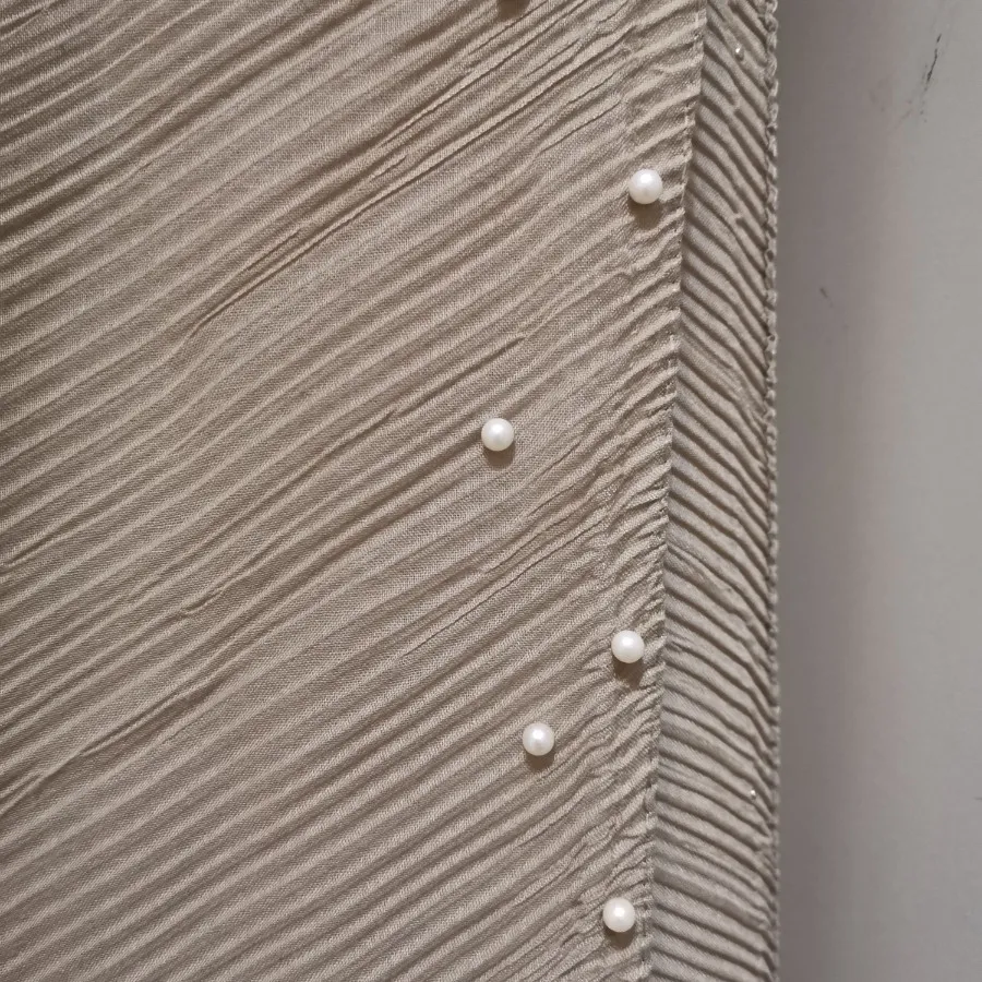 شال نسکافه ای نخی مروارید