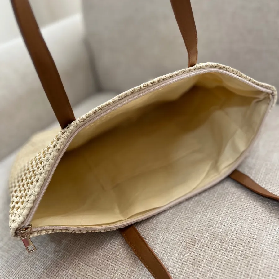 کیف رافیا بند چرمی