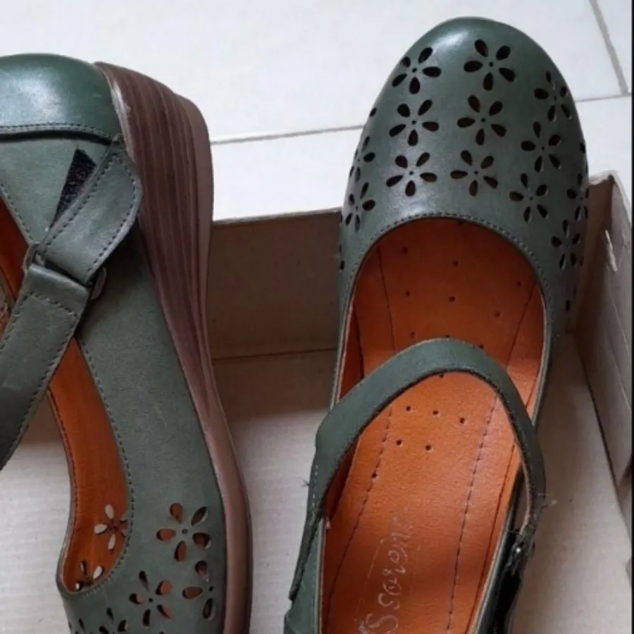 کفش شیک عروسکی چرم یشمی