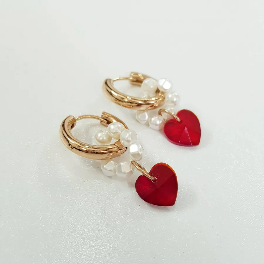 گوشواره قلب و مروارید