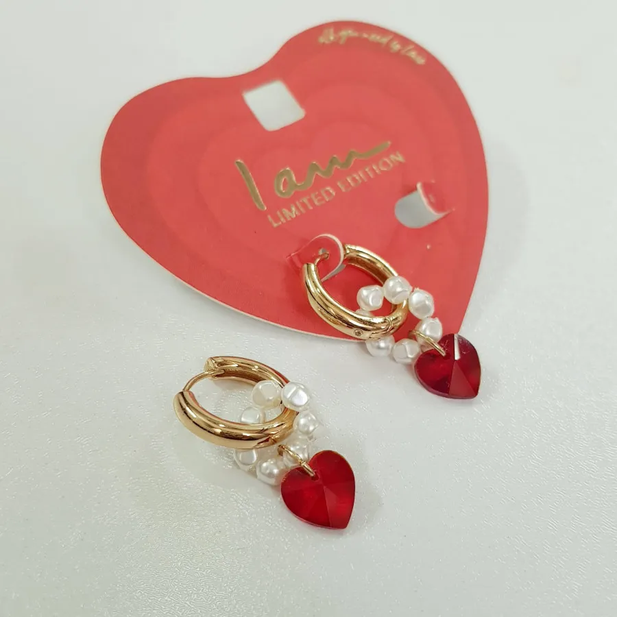 گوشواره قلب و مروارید