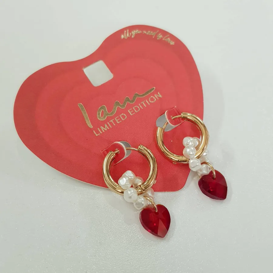 گوشواره قلب و مروارید