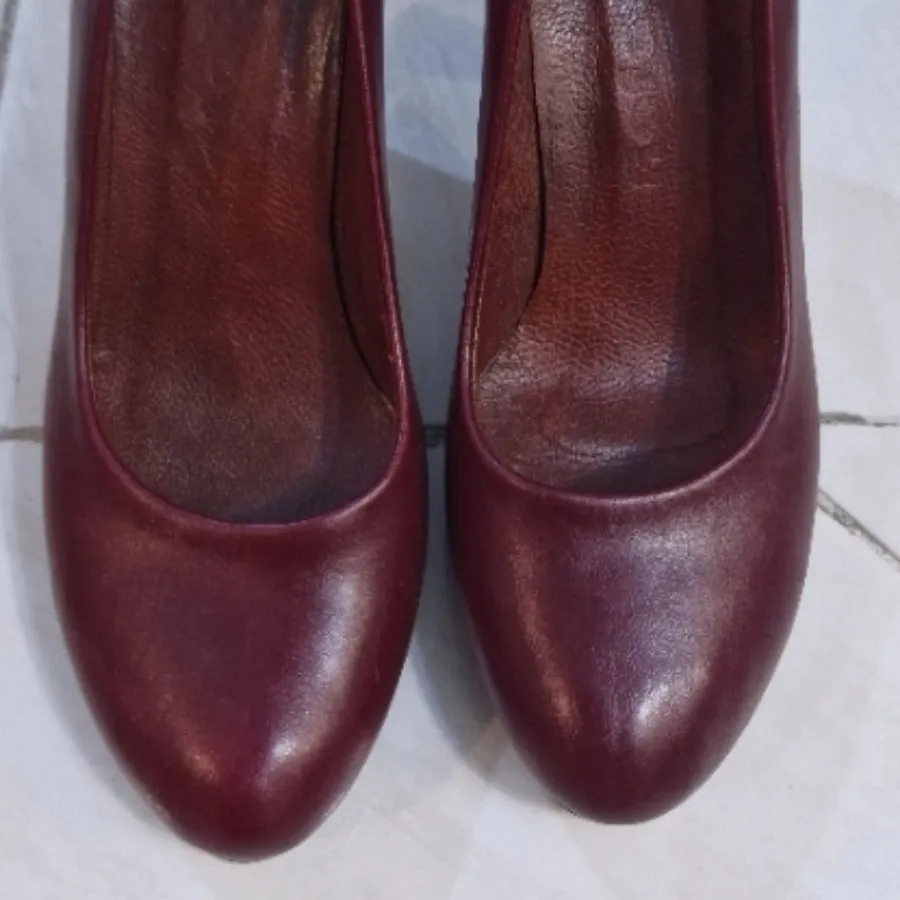 کفش چرم زرشکی سایز 37