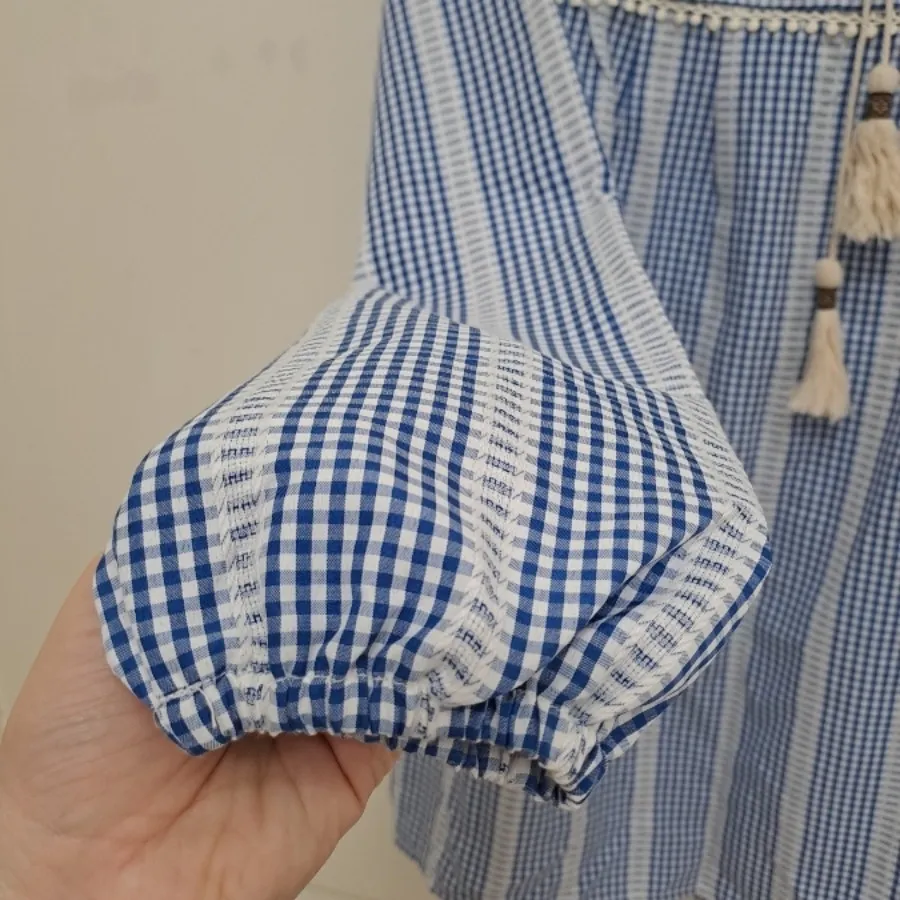 شومیز راه راه آبی