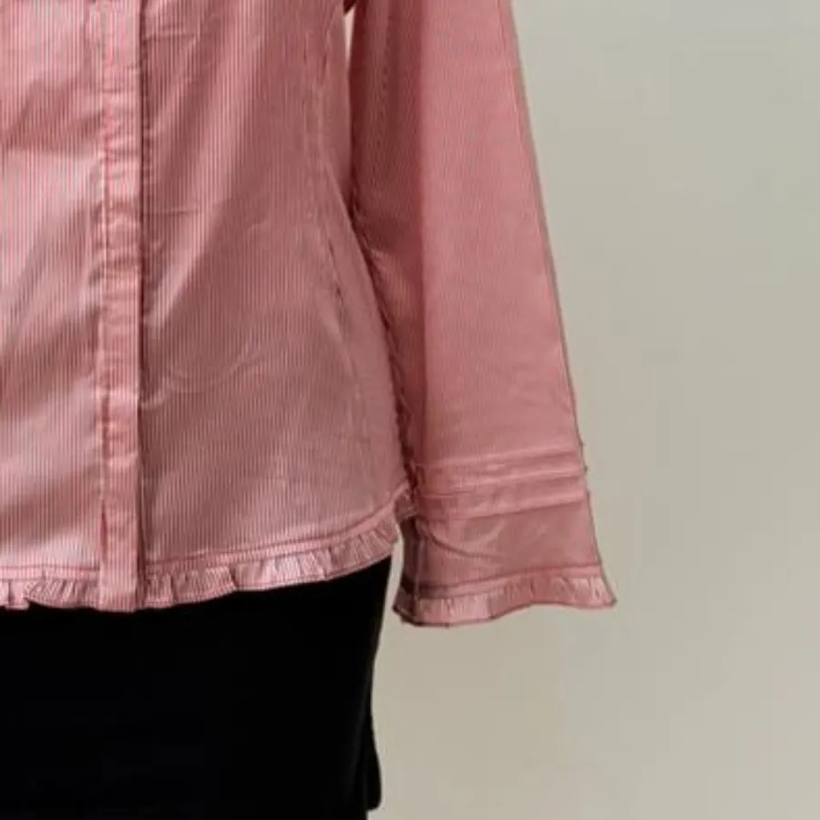 بلوز صورتی ساتن راه راه