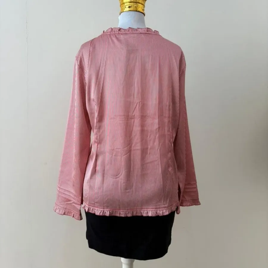 بلوز صورتی ساتن راه راه