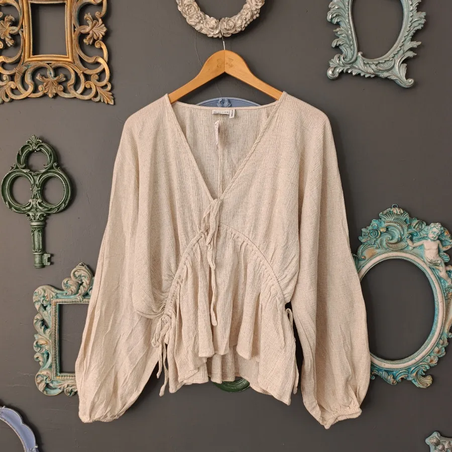 شومیز نخ لینن کرمی asos