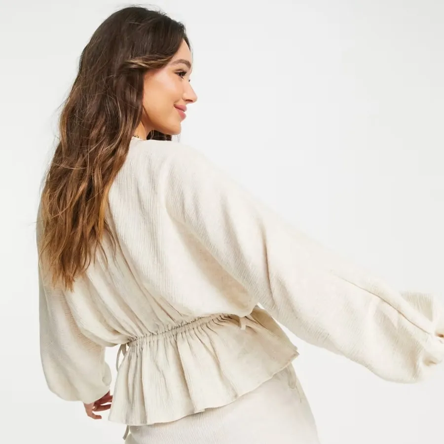 شومیز نخ لینن کرمی asos