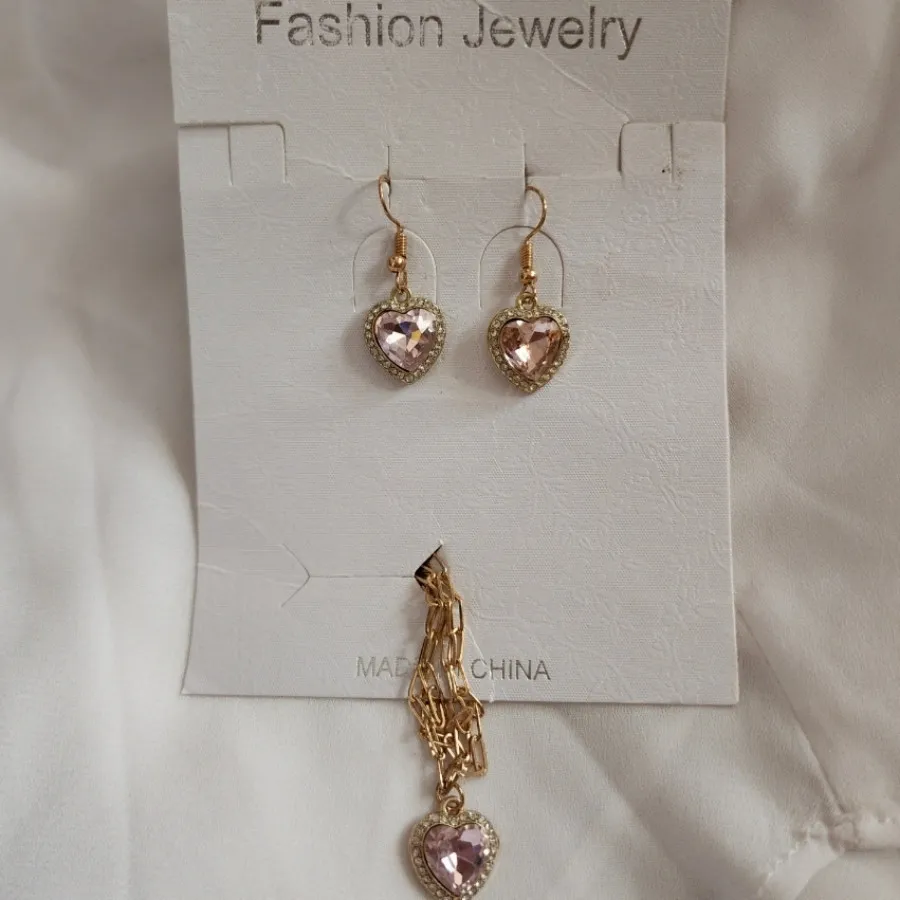 نیم ست قلب صورتی زیرکونیا