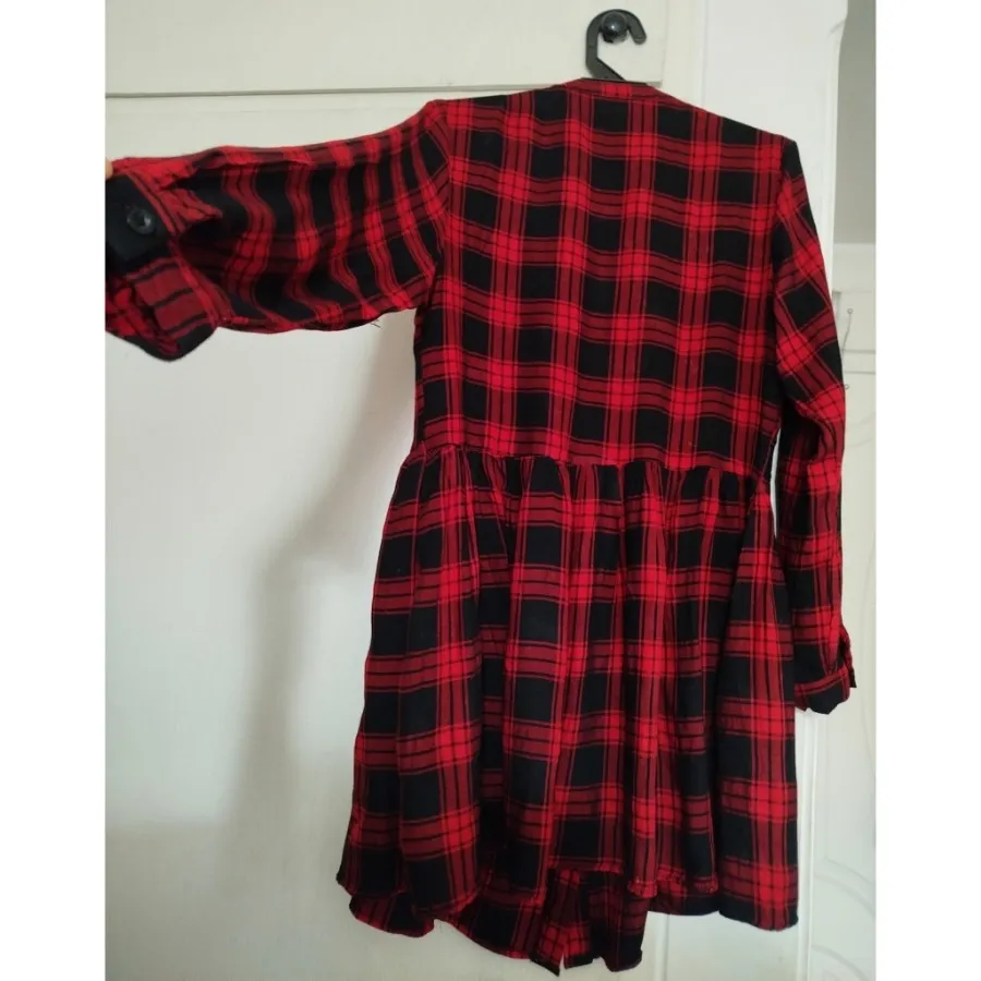 پیراهن چهارخونه قرمز مشکی