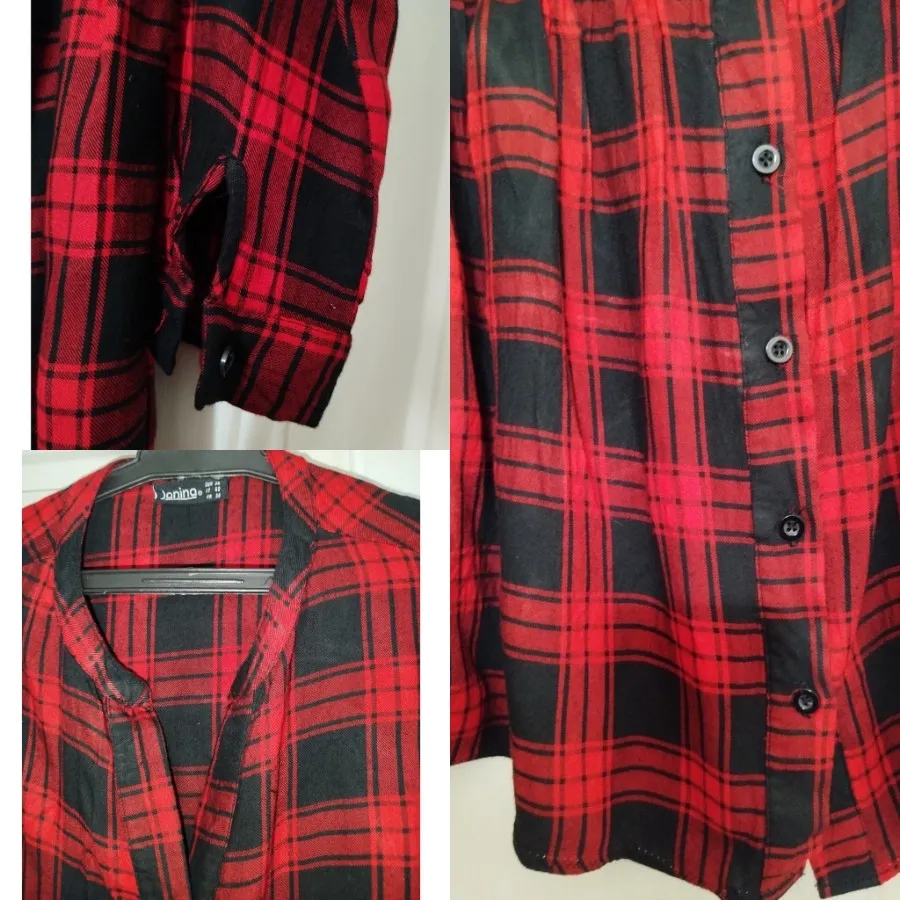 پیراهن چهارخونه قرمز مشکی