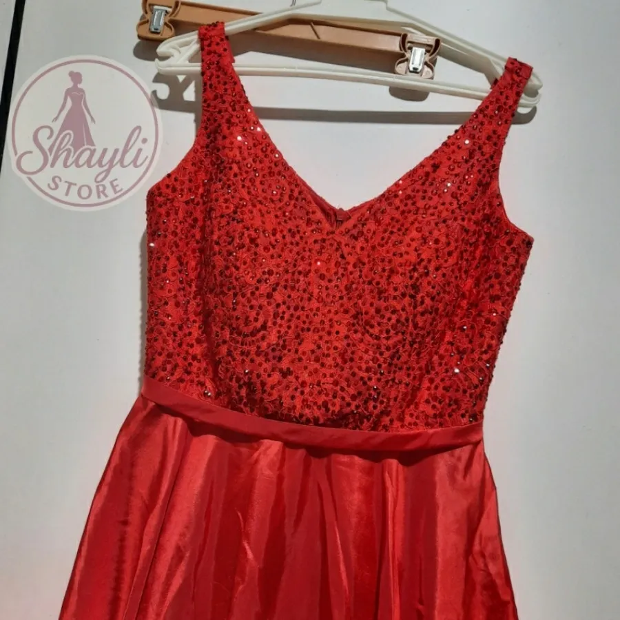 لباس مجلسی قرمز گیپور ترک