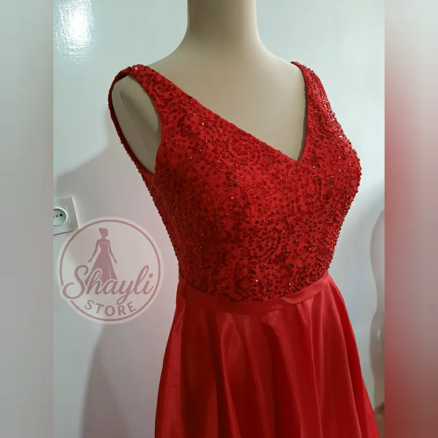 لباس مجلسی قرمز گیپور ترک