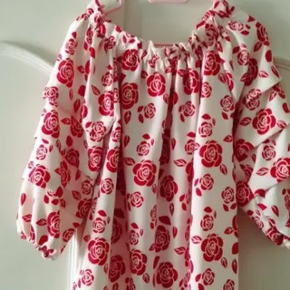 شومیز یقه قایقی گل رز