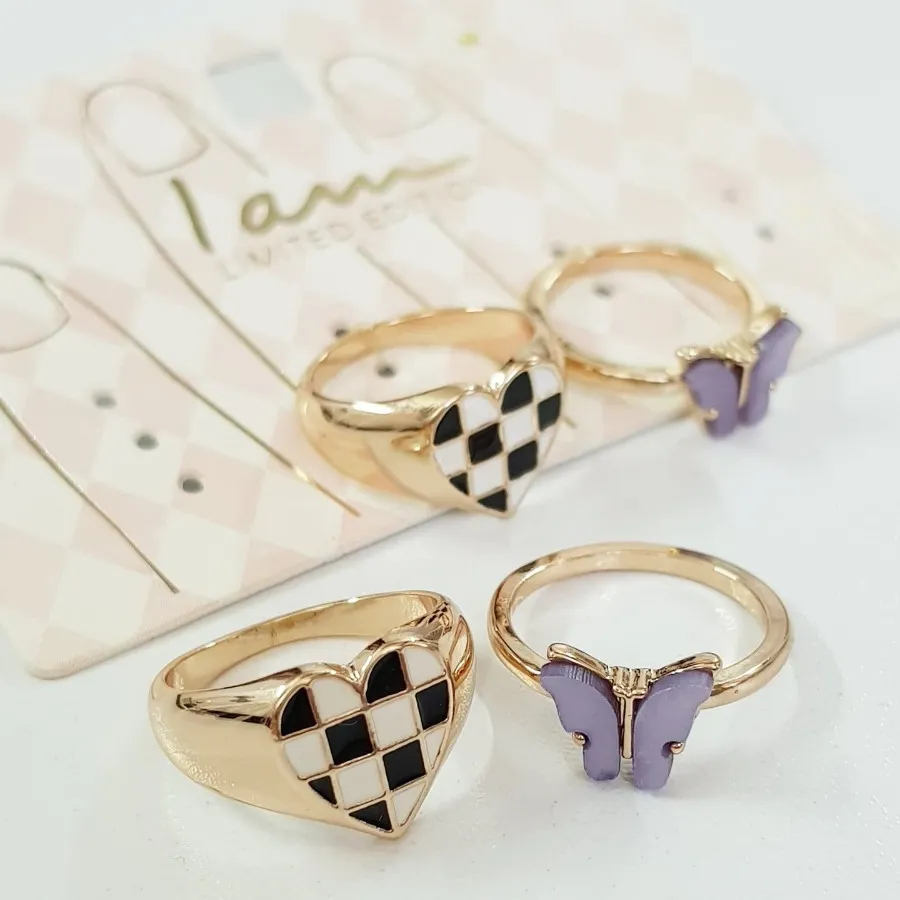 پک انگشتر قلب و پروانه