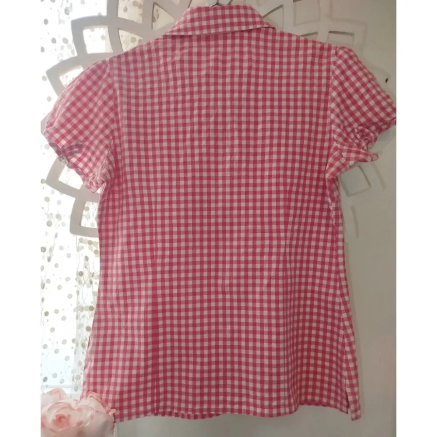 بلوز چهارخونه صورتی