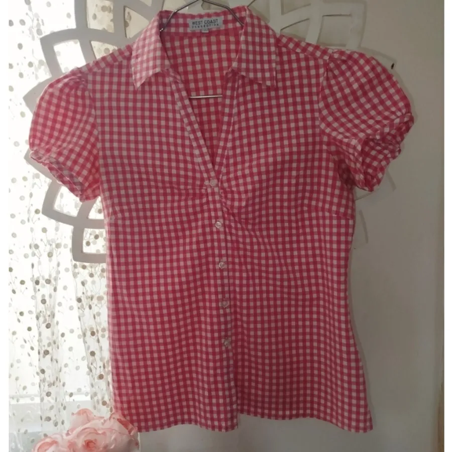 بلوز چهارخونه صورتی