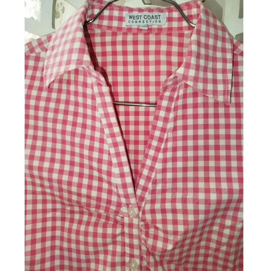 بلوز چهارخونه صورتی