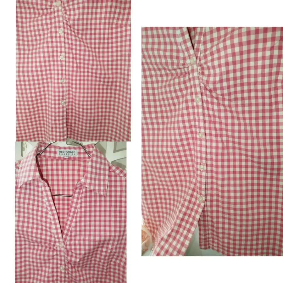 بلوز چهارخونه صورتی