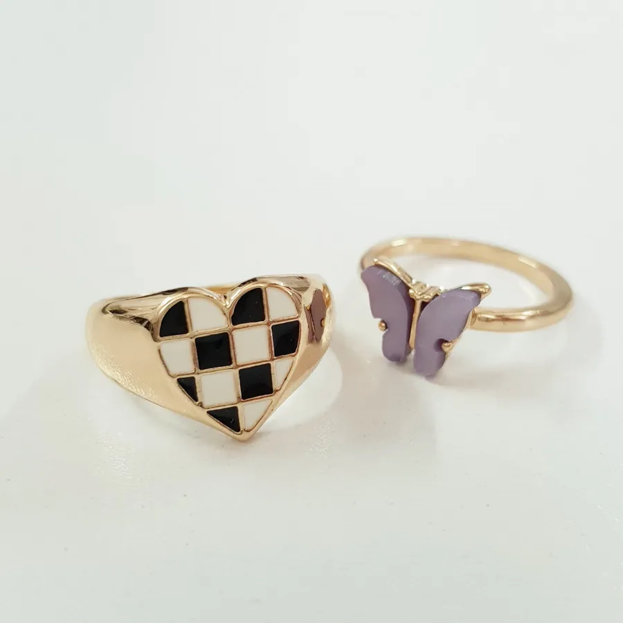 پک انگشتر پروانه و قلبی