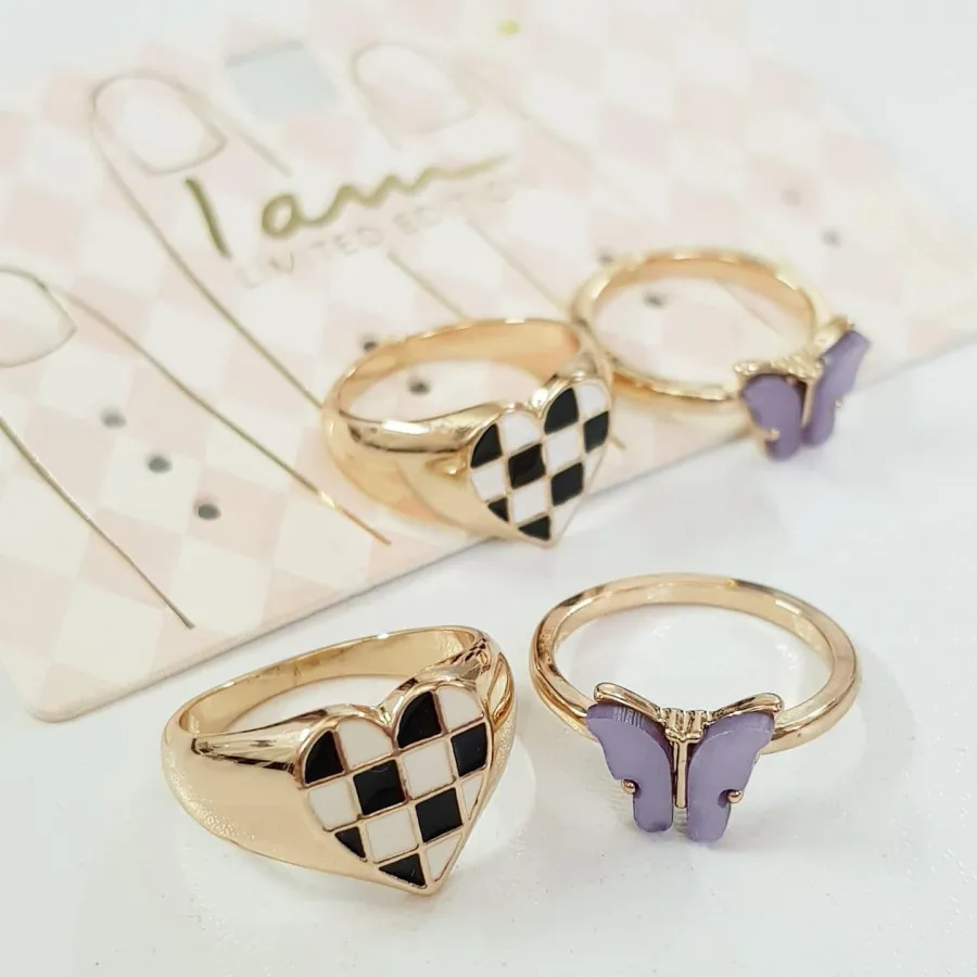 پک انگشتر پروانه و قلبی