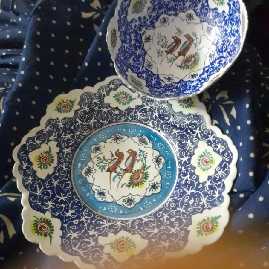 کاسه و بشقاب مینا کاری