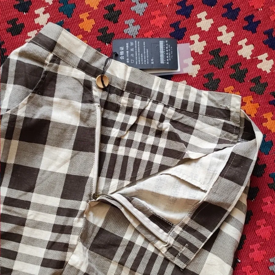 دامن لینن چارخونه مدل دار