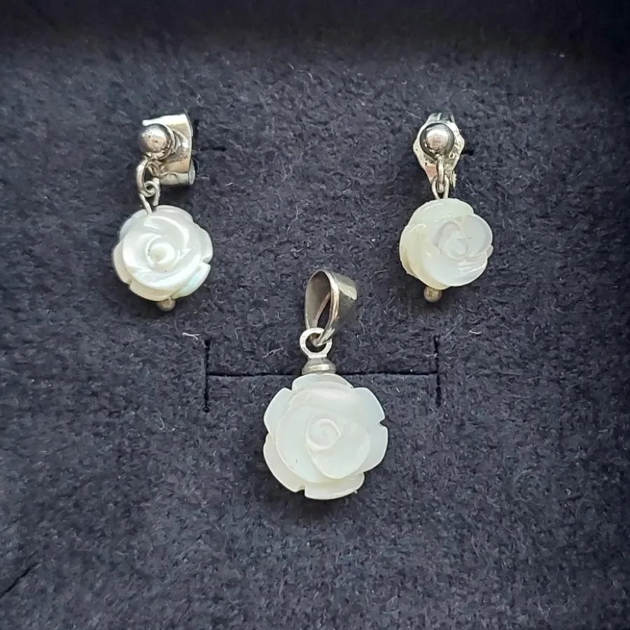 نیم ست نقره و صدف