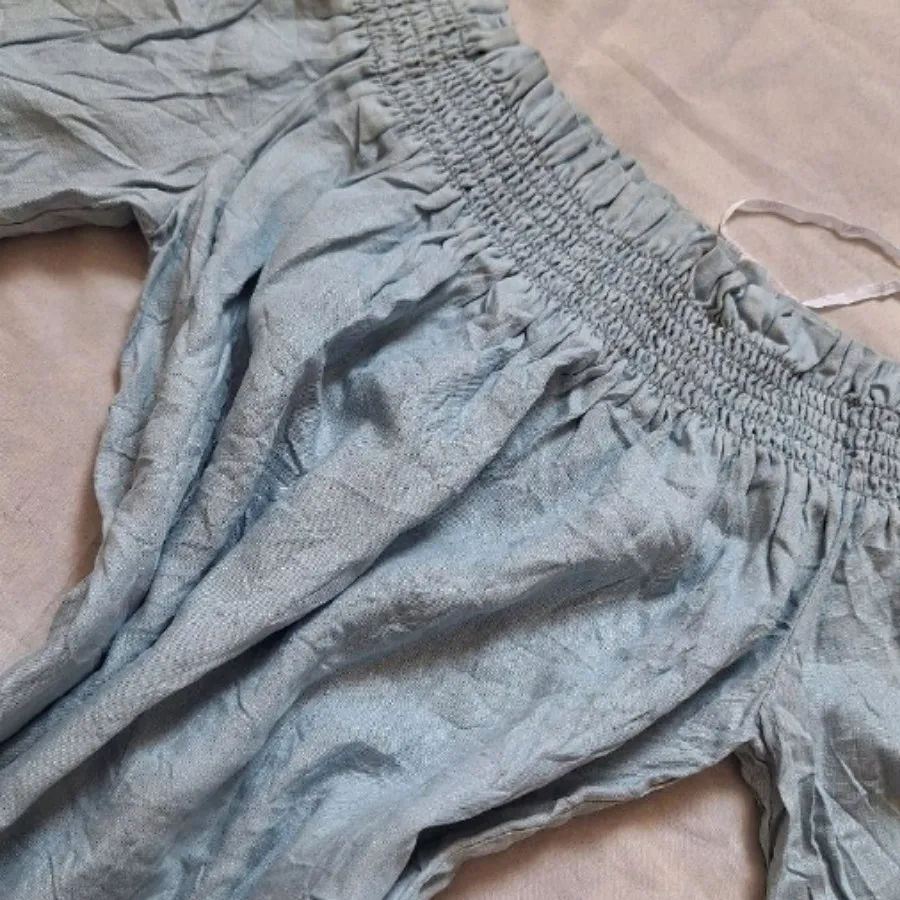 پیرهن یقه قایقی آبی پاستی