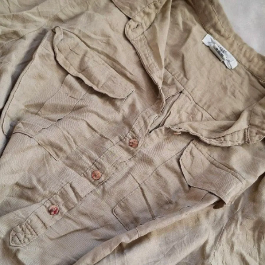 پیرهن دکمه‌ای کاراملی