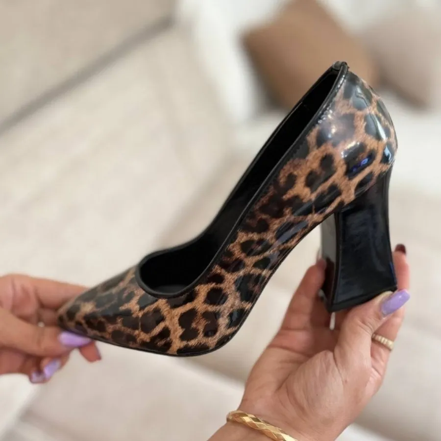 کفش پلنگی پاشنه 8سانت