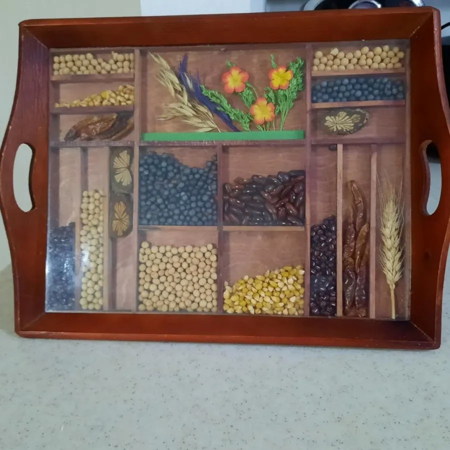 سینی سنتی چوبی شیشه دار