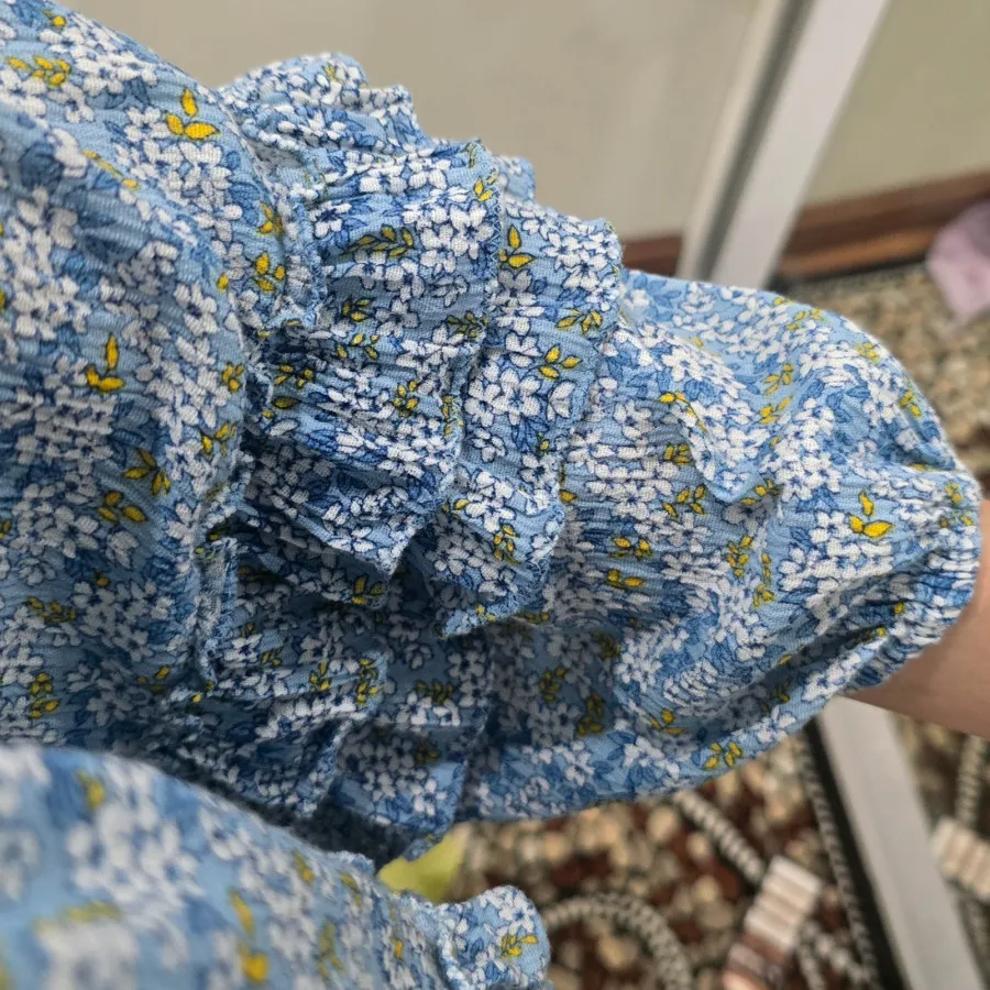 شومیز مجلسی ابی گل دار