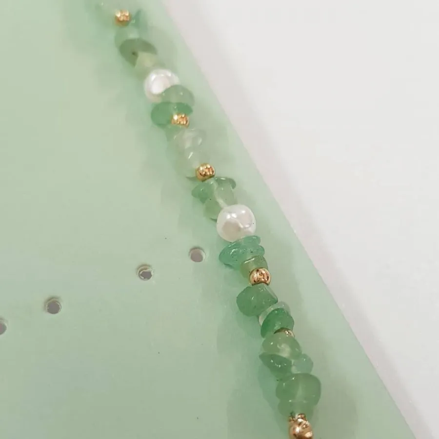 گردنبند طلایی سنگ طبیعی