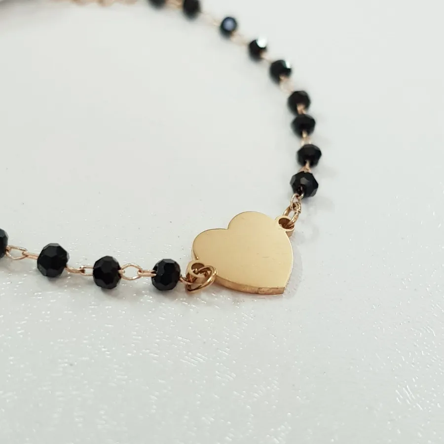 دستبند استیل طلایی قلبی