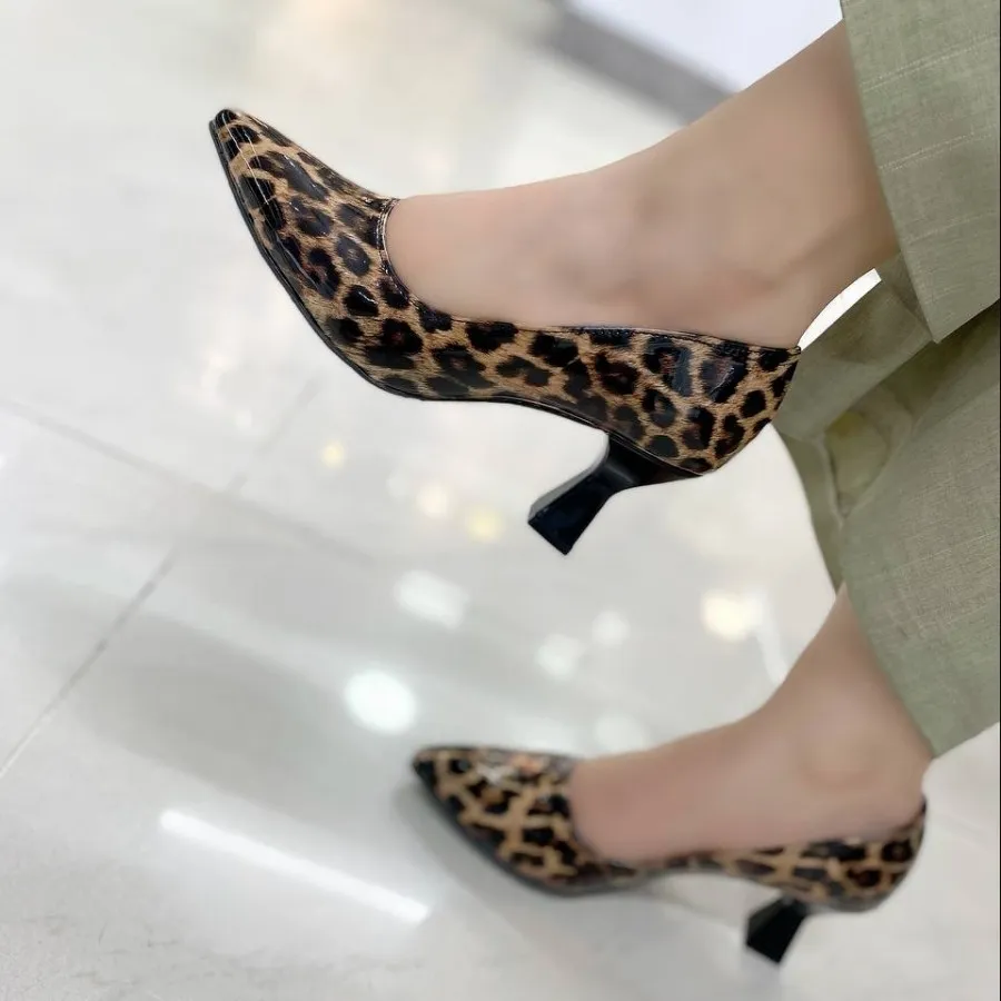 کفش پلنگی پاشنه کوتاه