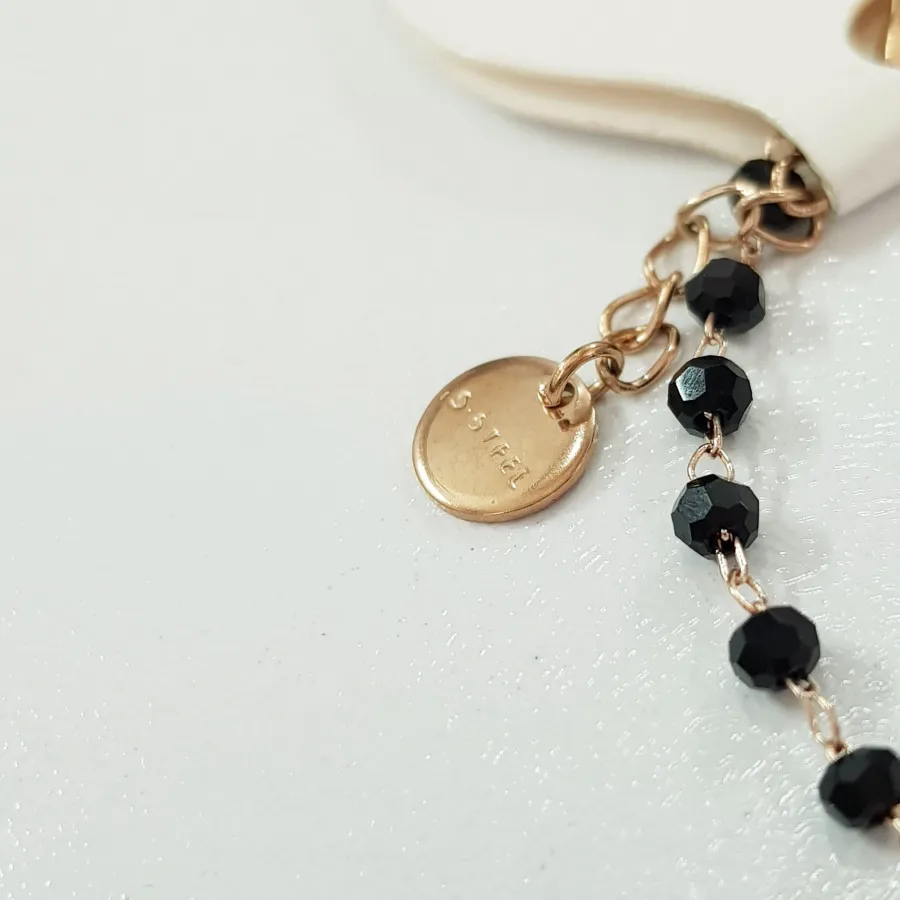 دستبند مشکی طلایی استیل