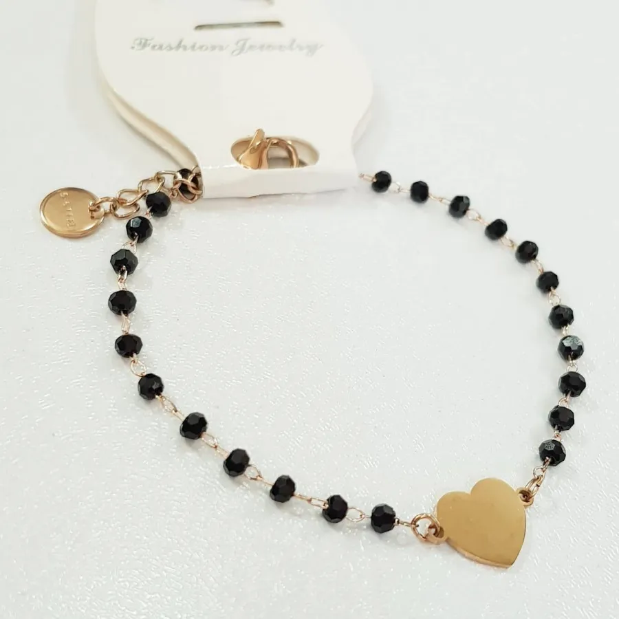 دستبند مشکی طلایی استیل