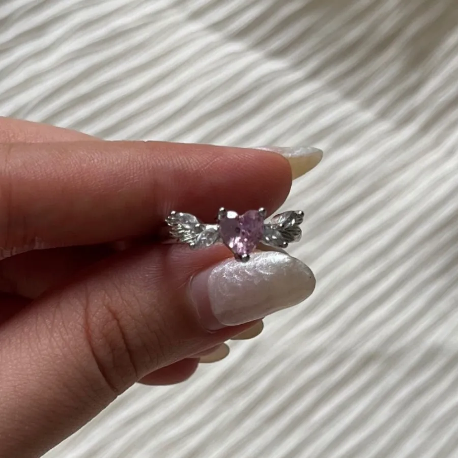 انگشتر قلب نگین صورتی