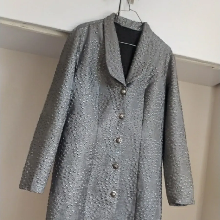 مانتو نقره ای ژاکارد