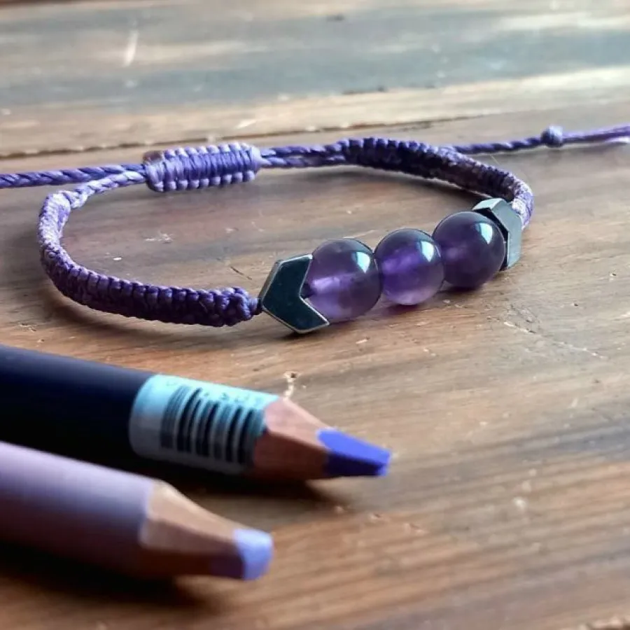 دستبند سه مهره آمیتیست