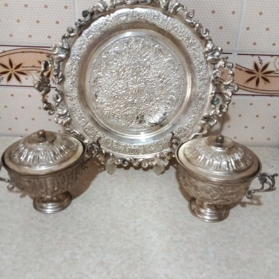 سینی و قندان برنجی قدیمی