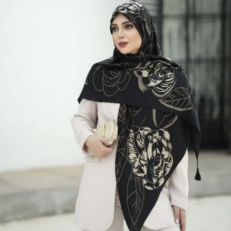 روسری نخ اعلا سیا اسکارف