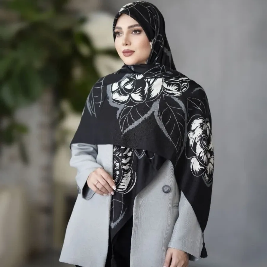 روسری نخ اعلا سیا اسکارف