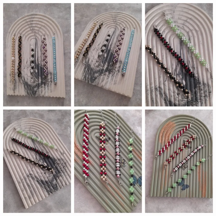 دستبند کریستال و مروارید