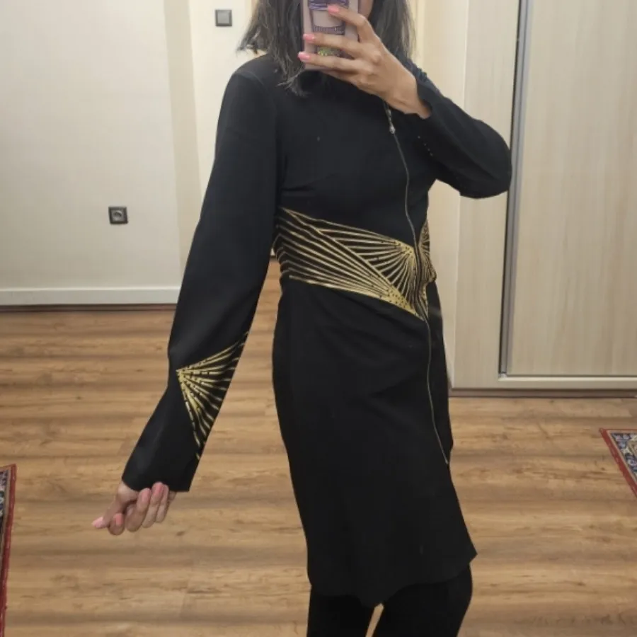 مانتو رسمی مشکی طلایی