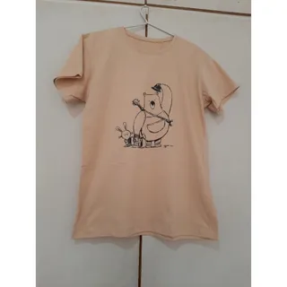 تیشرت نخی آستین کوتاه کرم