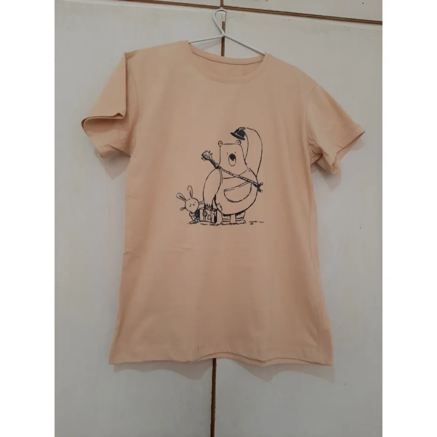 تیشرت نخی آستین کوتاه کرم